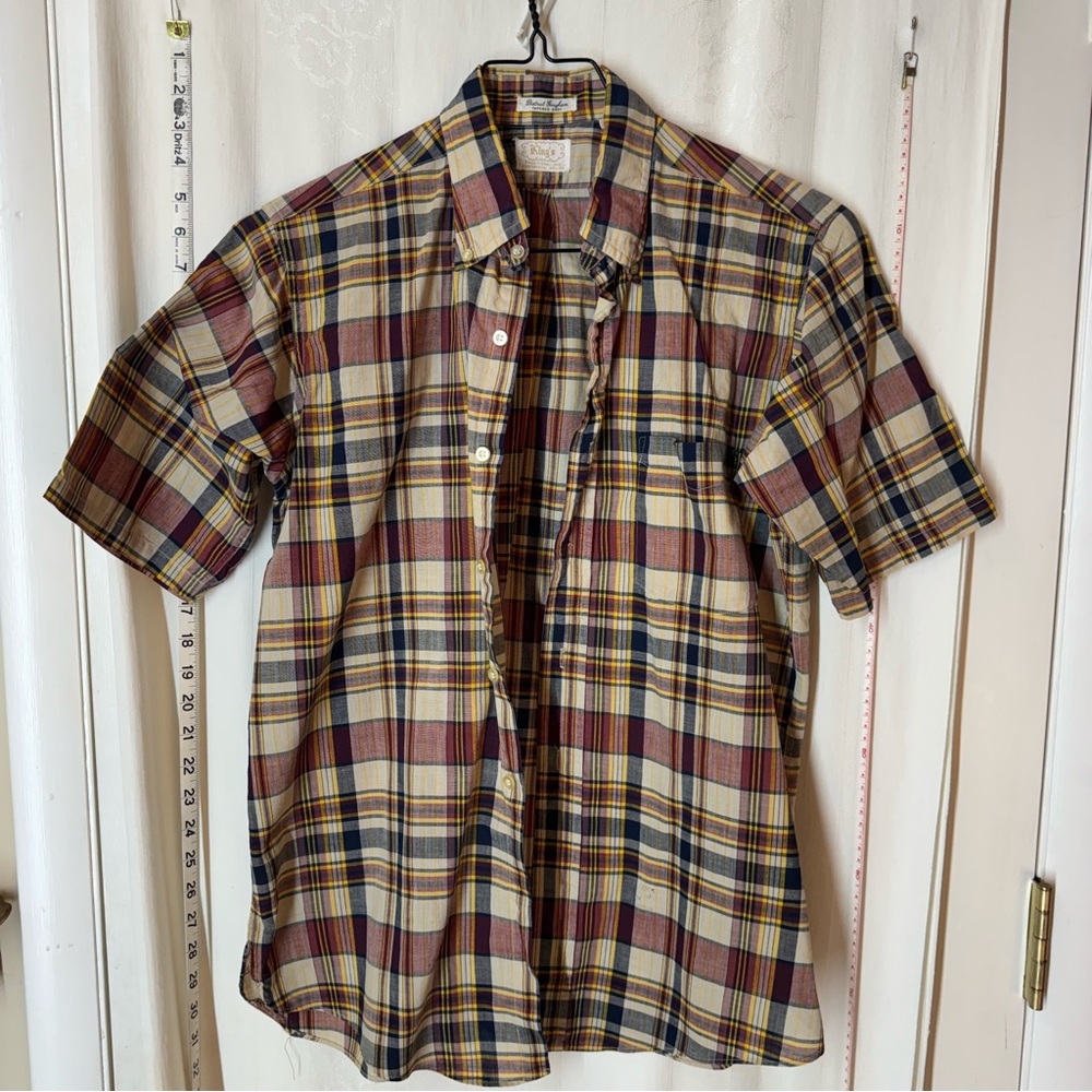Vintage Men's King's Plaid Short Sleeved Shirt